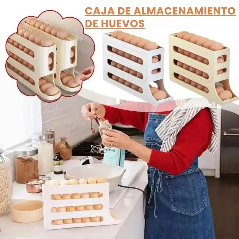 FreshEggs® Organizador De Huevos 4 Niveles- cocina siempre ordenada