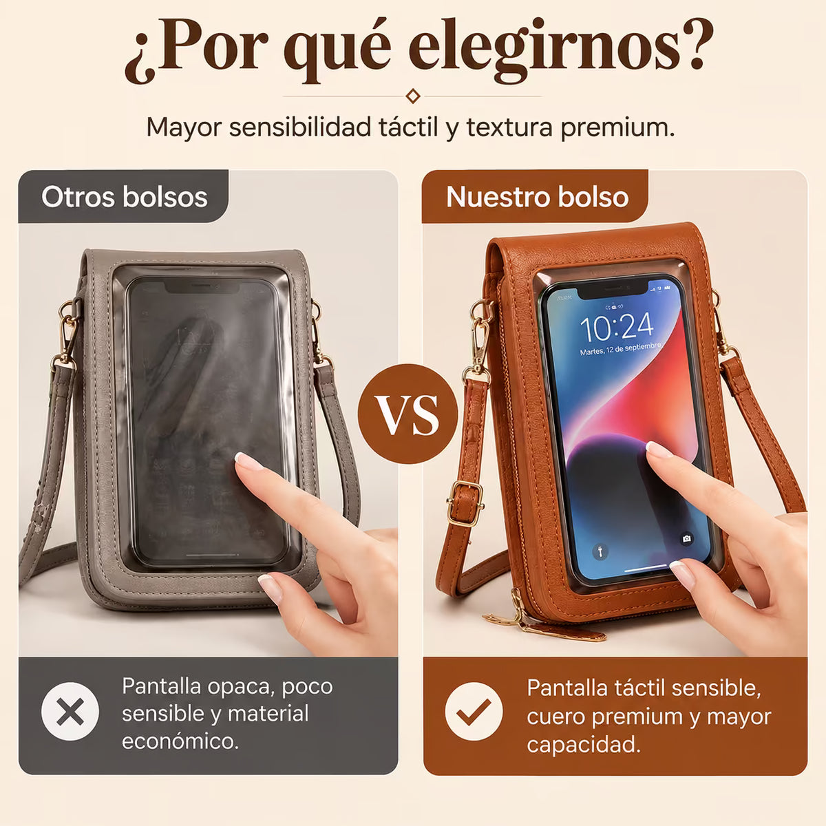 Bolso Mágico Touch porta celular y documentos TODO EN UNO