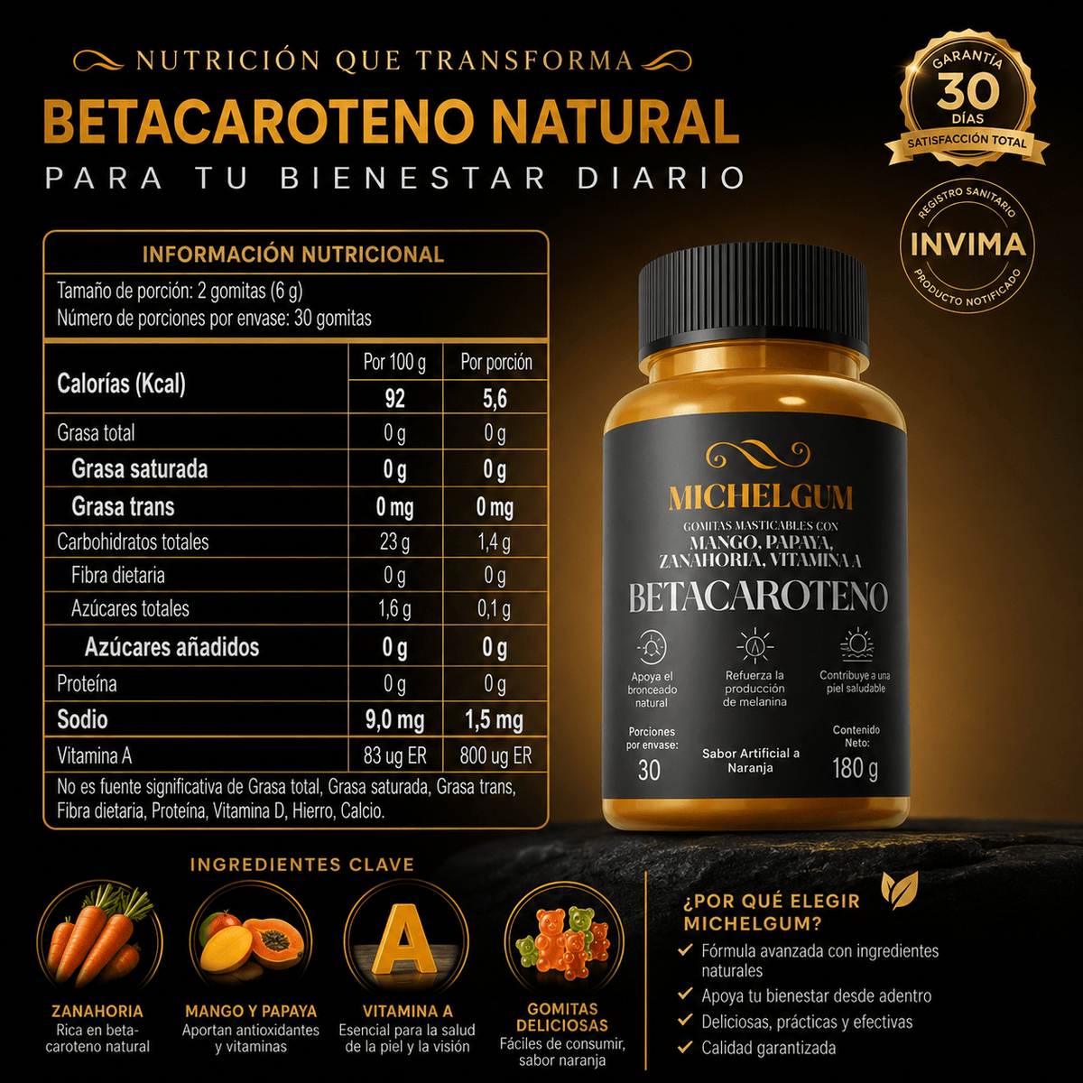 GOMAS DE BETACAROTENO