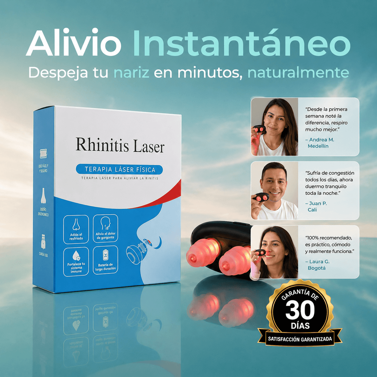 Rhinitis® - Alivio nasal con luz Infrarroja + GRATIS Recortador De Vello Nasal de Acero Inoxidable