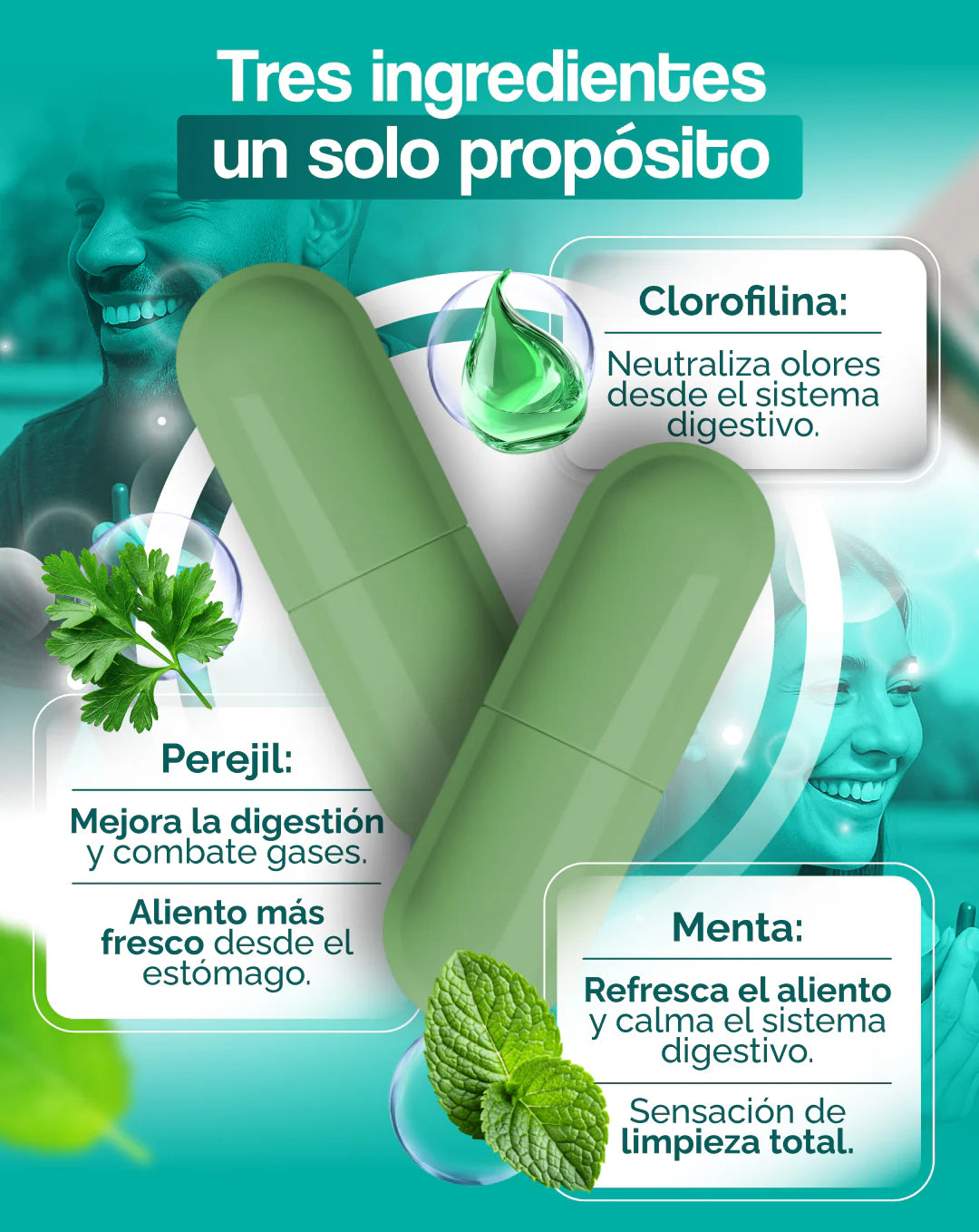 Deos® Suplemento desodorante interno- Elimina malos olores corporales de aliento, pies, axilas y zona intima