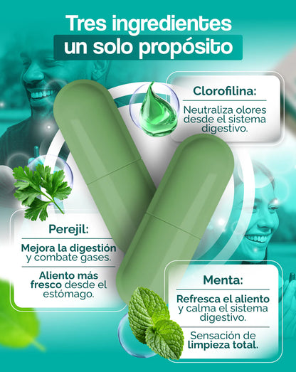 Deos® Suplemento desodorante interno- Elimina malos olores corporales de aliento, pies, axilas y zona intima