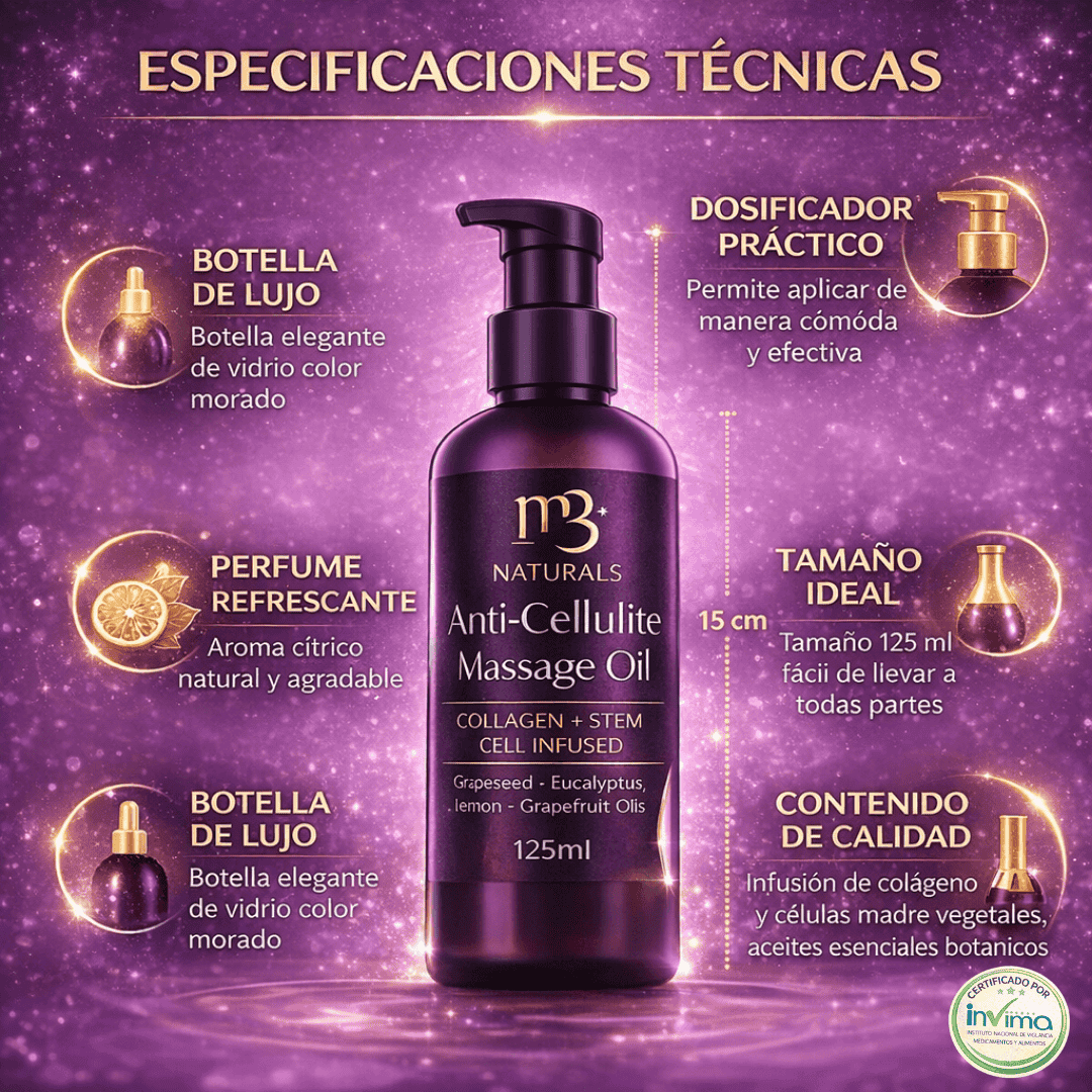 M3 Naturals℗- Anticelulitis Reafirmante + Guía GRATIS para el Cuidado de la Piel