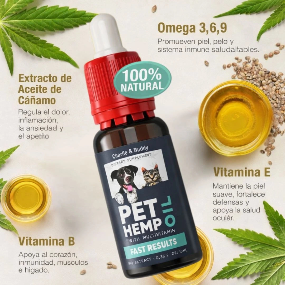 PET HEMP OIL - Elimina la picazón, hongos, mal olor e infecciones digestivas de tu mascota + Obsequio GRATIS "Guia para entender el comportamiento de tu mascota"