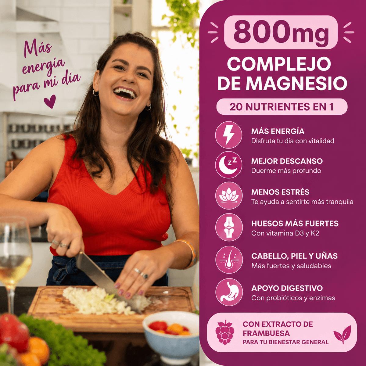 Magnesio For Women 20 en 1: Recupera tu Energía sin ese Cansancio de Plomo + Guía de Nutrición de regalo