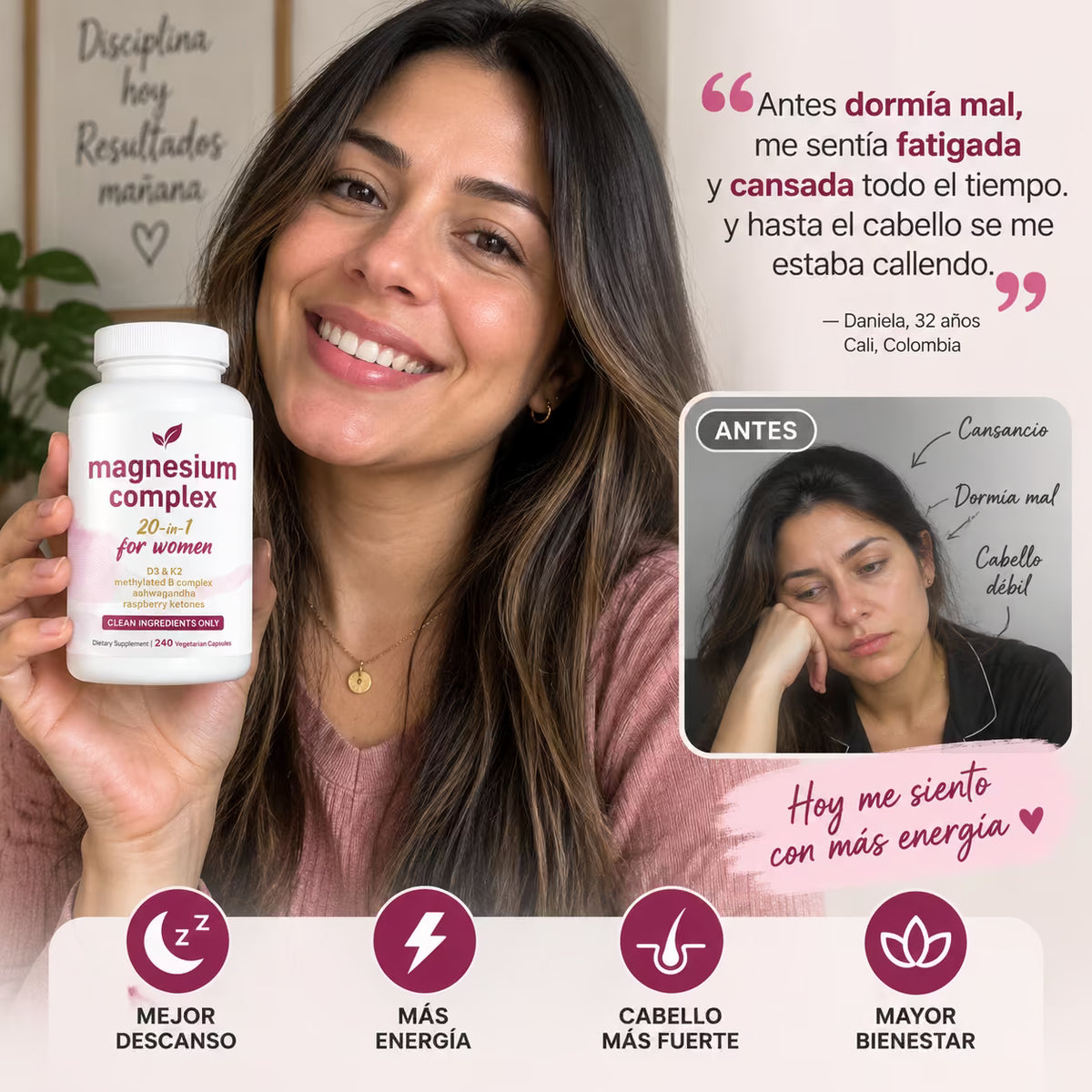 Magnesio For Women 20 en 1: Recupera tu Energía sin ese Cansancio de Plomo + Guía de Nutrición de regalo