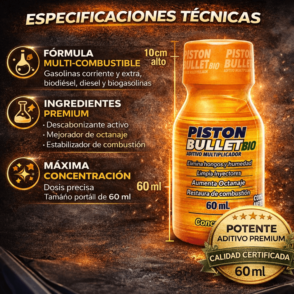 Pistón Bullet® 3x1- Limpia y potencia tu motor + Guia GRATIS