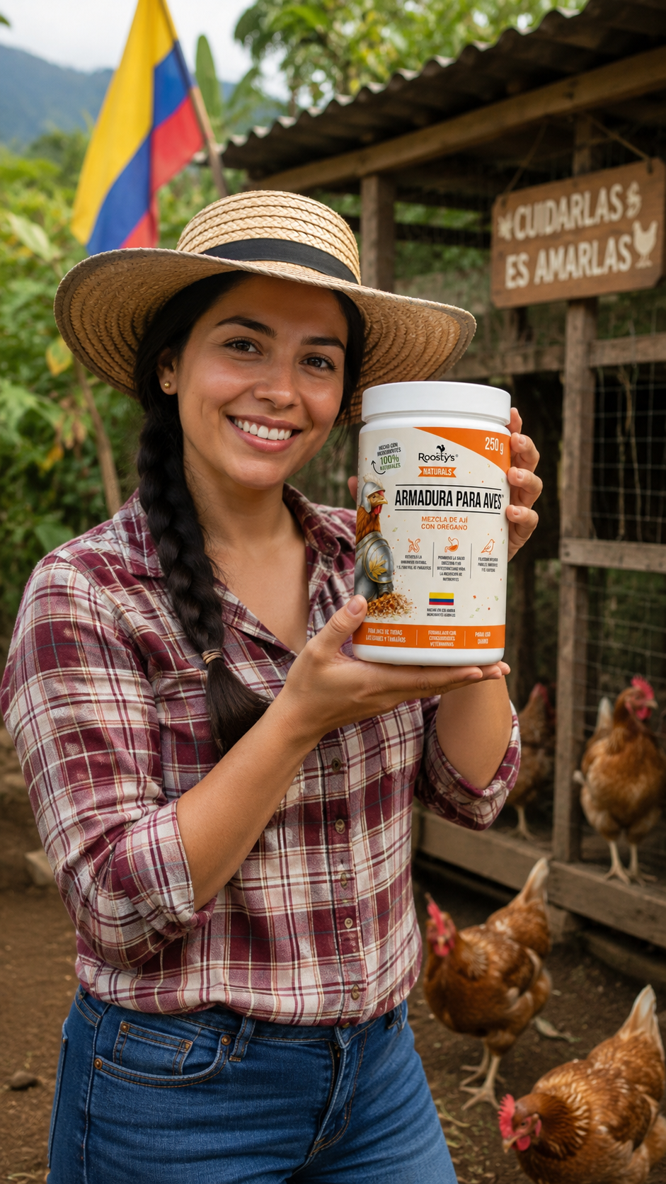 Granjera colombiana con Armadura Para Aves