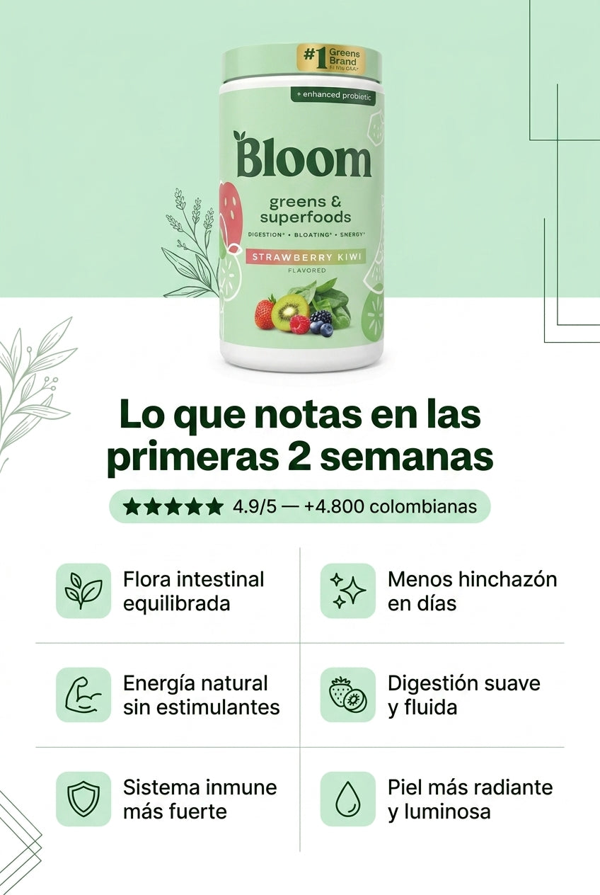 Beneficios Bloom Greens en 2 semanas